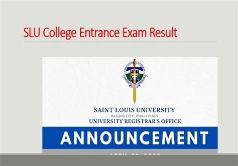 slu entrance exam result 2024
